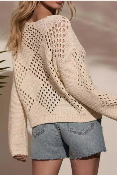 Hollow Knit Sweater Miss Sparkling
