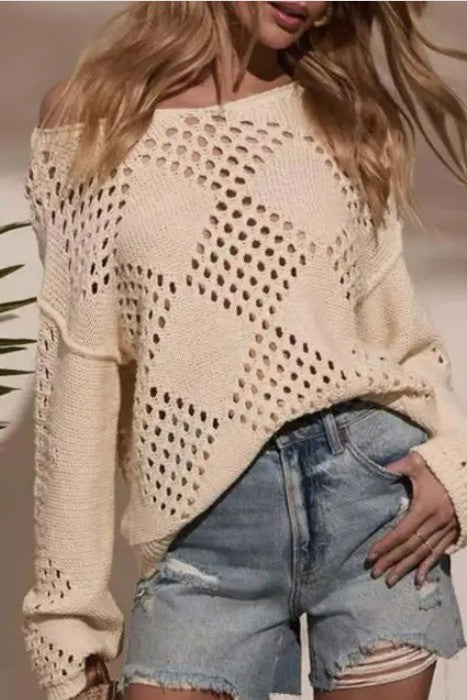 Hollow Knit Sweater Miss Sparkling