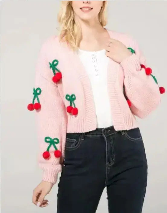Cherry Pom-Pom Cardigan Miss Sparkling