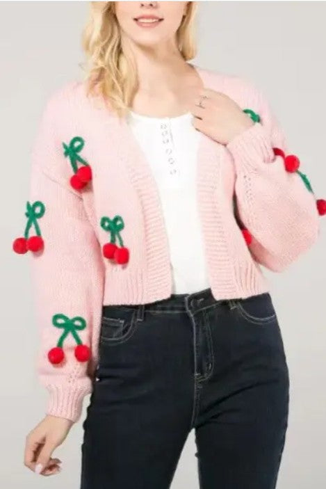 Cherry Pom-Pom Cardigan Miss Sparkling