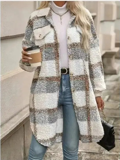 Plaid Faux Fur Coat Miss Sparkling