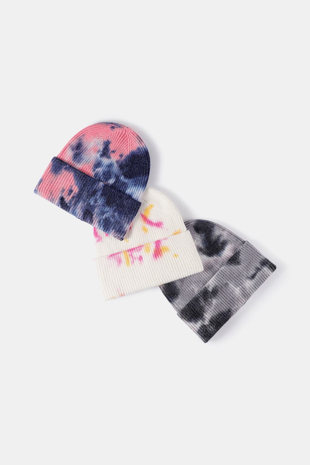 Tie-Dye Cuffed Rib-Knit Beanie Hat.