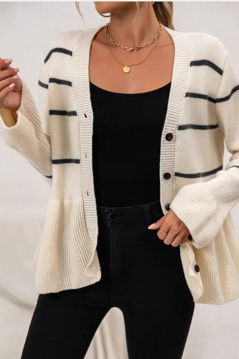 Striped Ribbed Cardigan Miss Sparkling