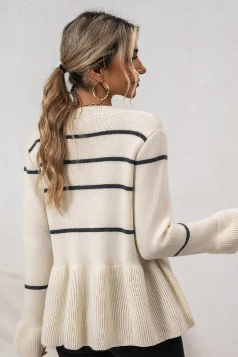 Striped Ribbed Cardigan Miss Sparkling