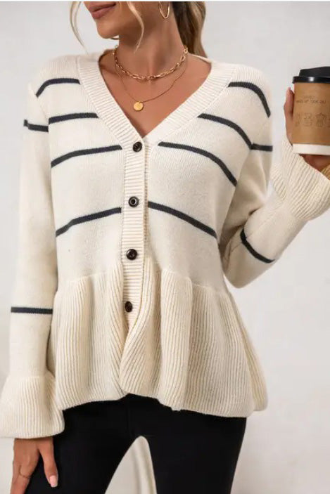 Striped Ribbed Cardigan Miss Sparkling