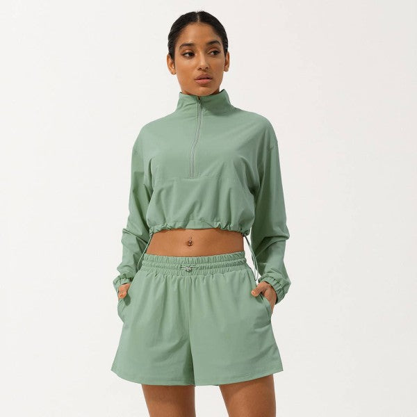 Well-in Vogue Momentum Half-Zip Shorts Set Coco’s Tee Boutique