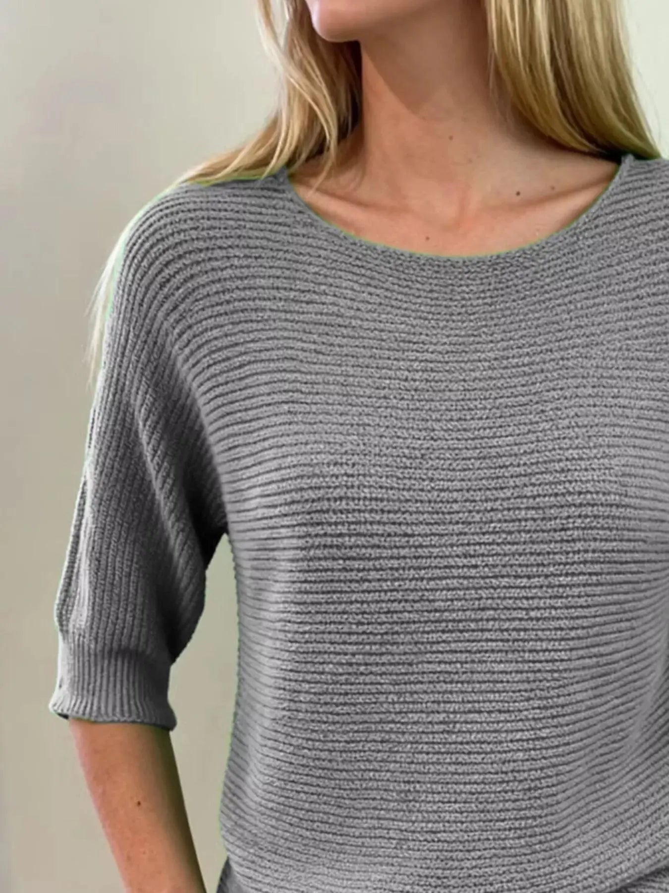 Full Size Ribbed Knit Round Neck Sweater Plus Size Simply Love