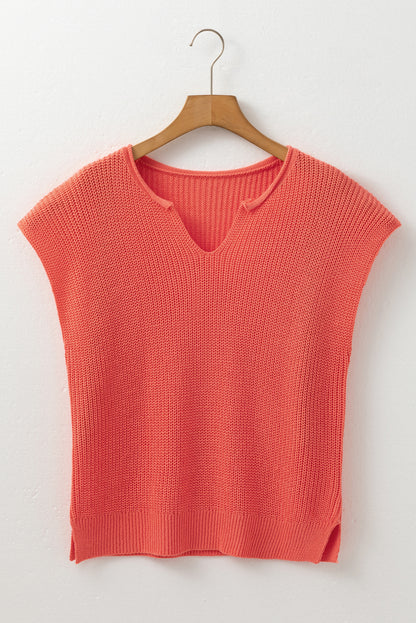 Flamingo Textured Knit V-Neck Sweater T-Shirt with Notch Design