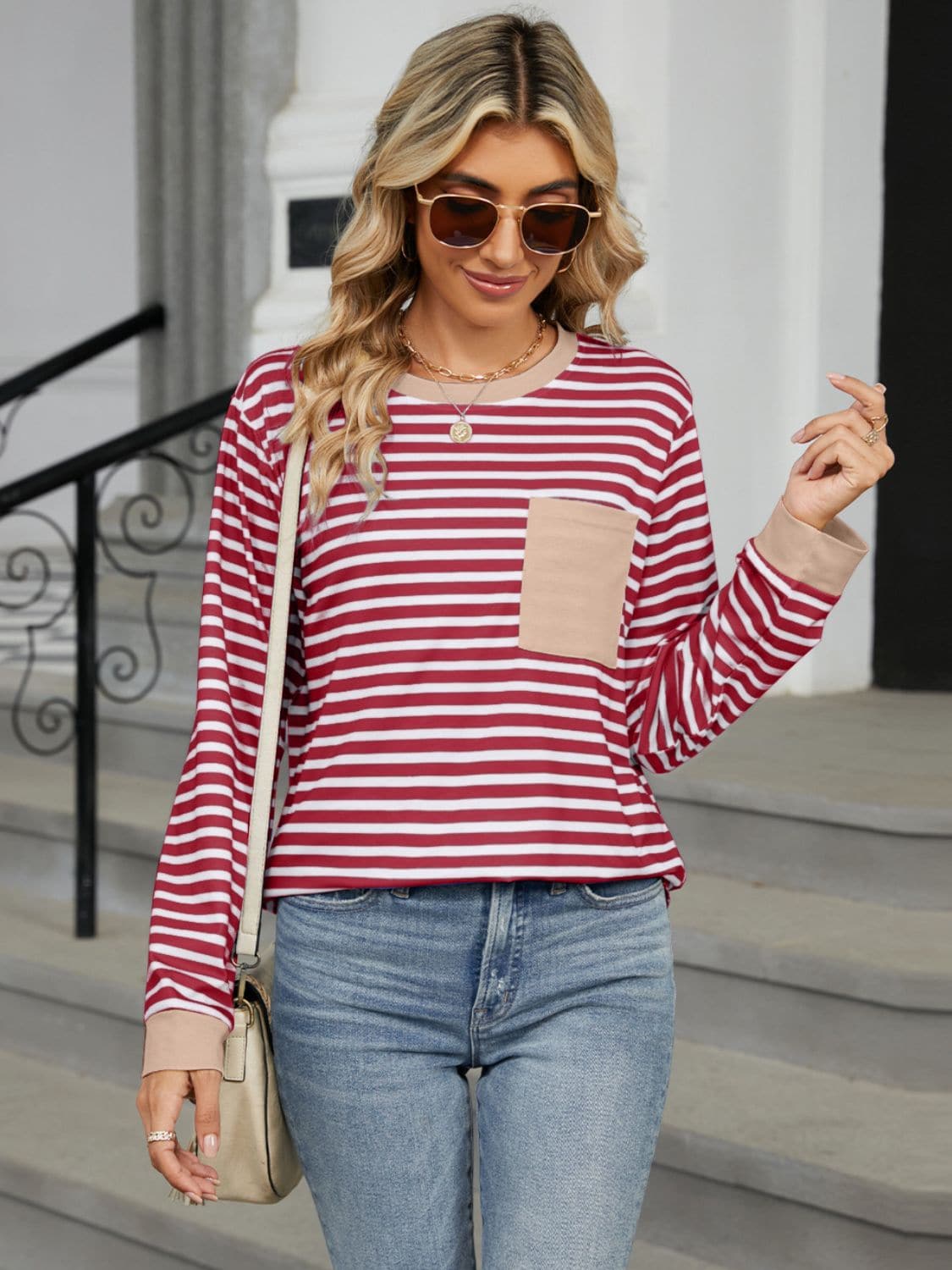 Chic striped long sleeve tee