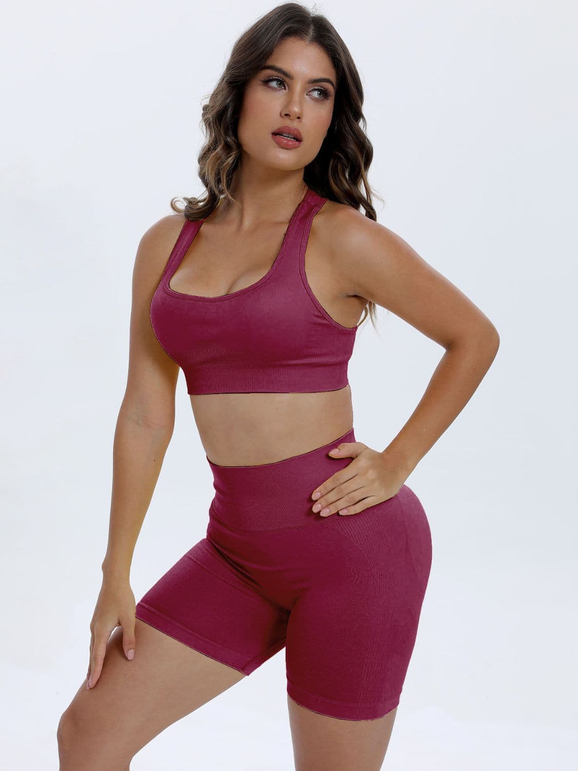 Scoop Neck Wide Strap Top and Shorts Active Set.