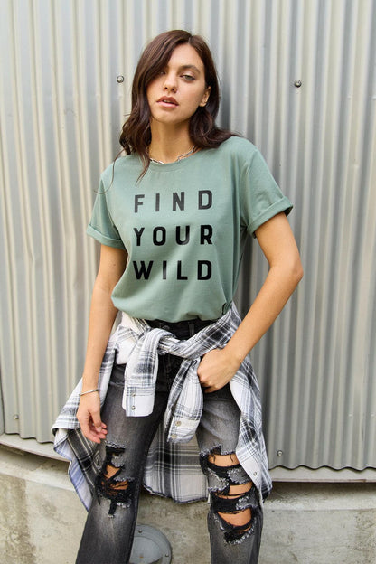 Simply Love Full Size FIND YOUR WILD Short Sleeve T-Shirt.