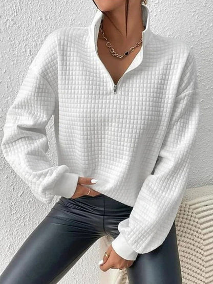 Collared Neck Long Sleeve Sweatshirt.