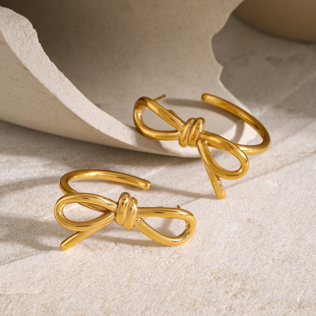 18K Gold-Plated Bow C-Hoop Earrings.