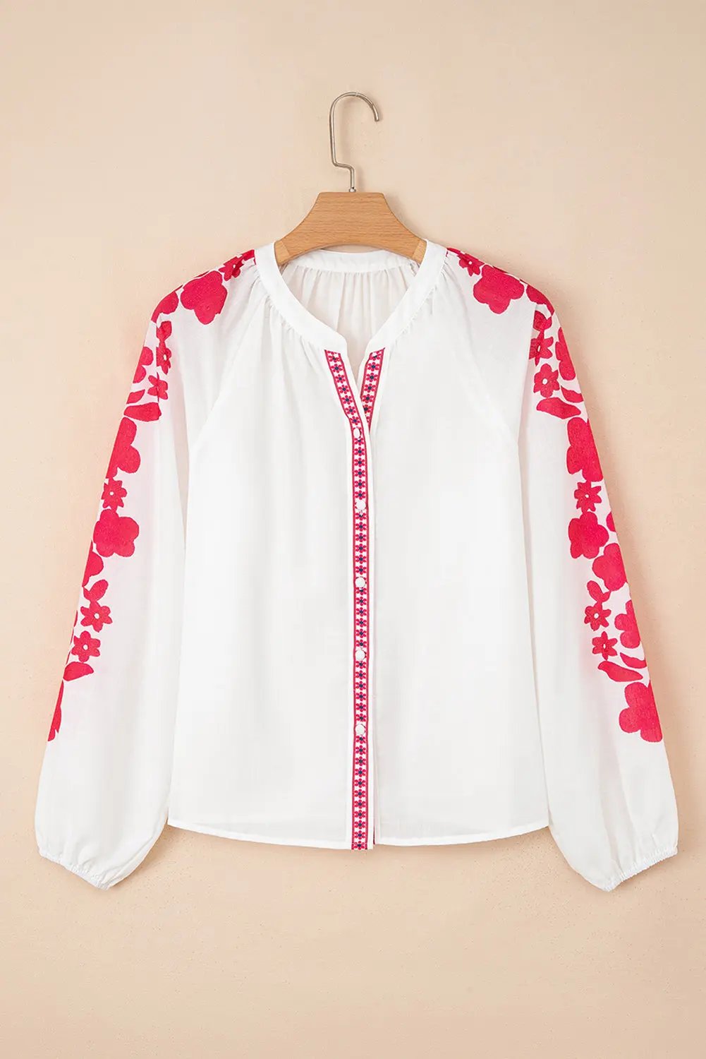 Premium White Floral Embroidered Puff Long Sleeve Casual Shirt Dear-Lover Dropshipping