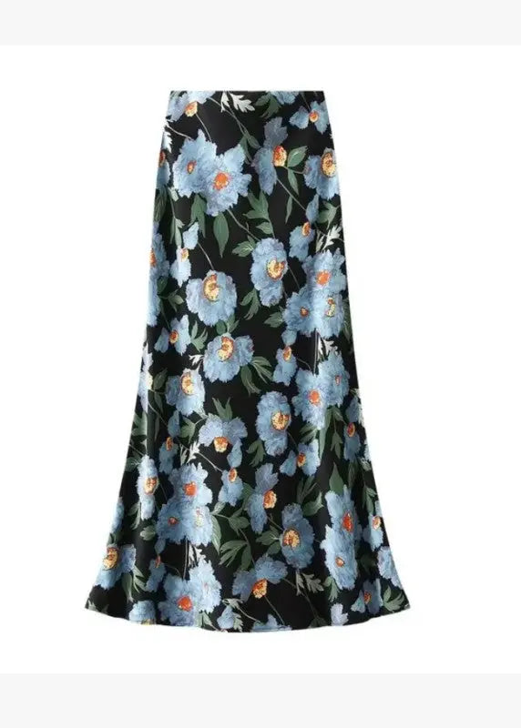 Satin Floral Print Skirt Miss Sparkling