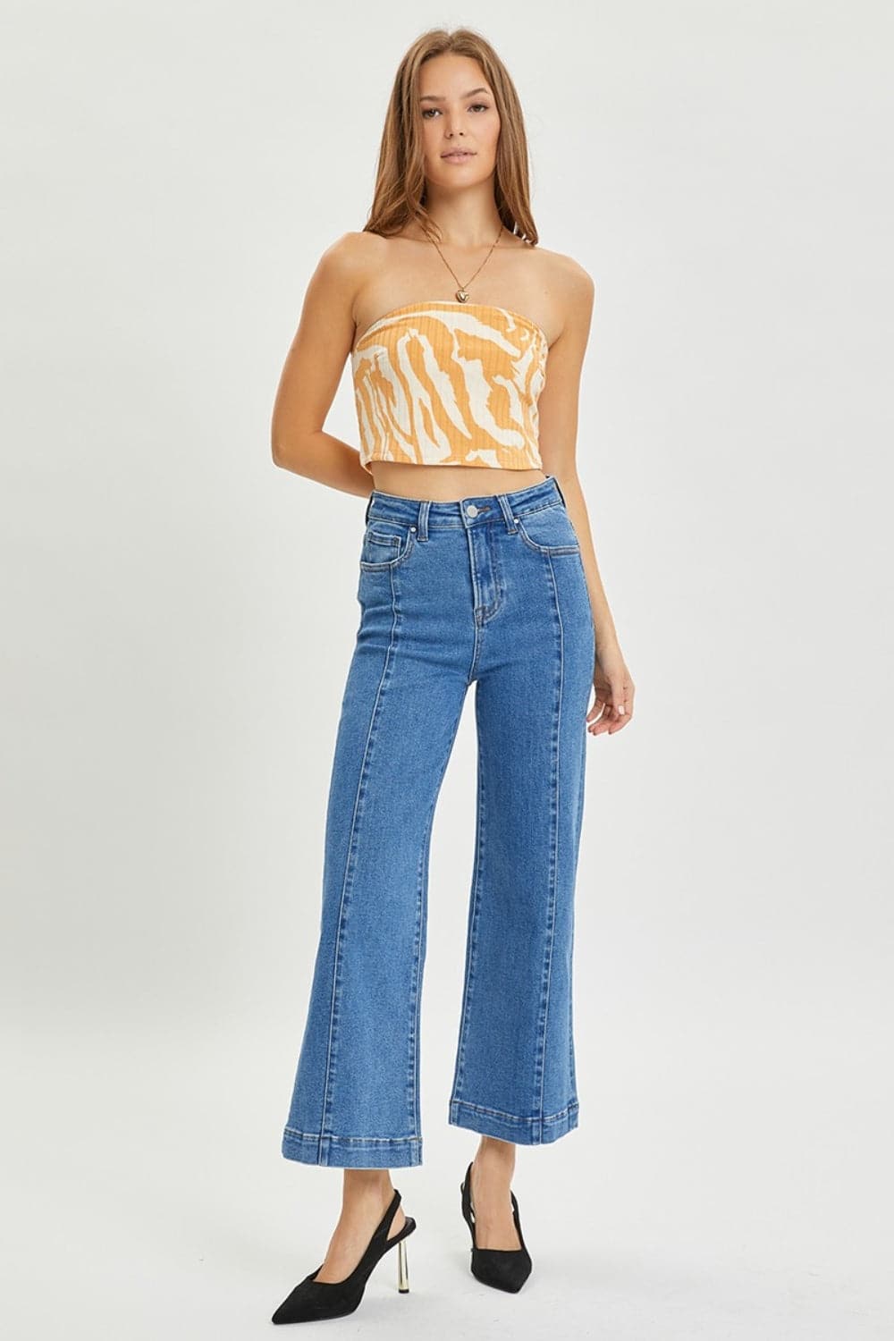 Risen Full Size High Rise Wide Leg Jeans.