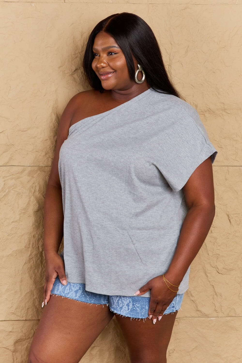 Ninexis in My Groove One Shoulder Loose TopExperience Effortless Style
 Unleash your fashion potential with the Ninexis in My Groove One Shoulder Loose Top. Designed to make you feel confident and chic, this Love Salve Shoulder Loose TopTIKTOK