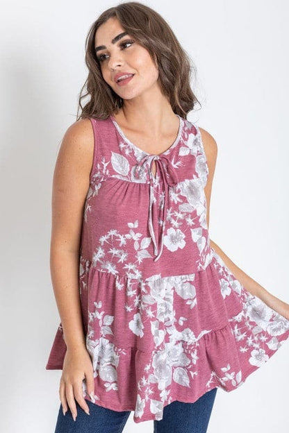 Sleeveless Floral Tiered Tunic.