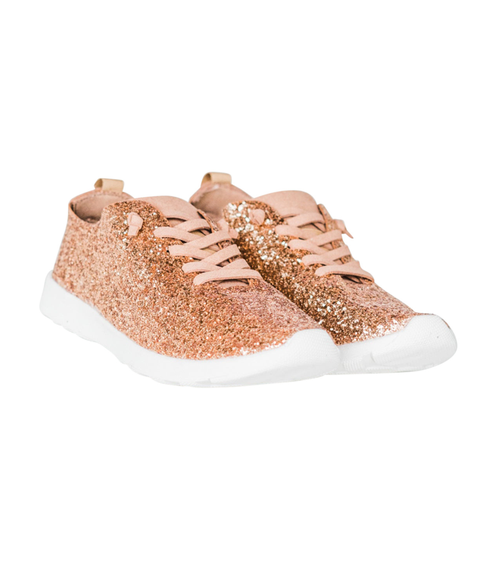 Mayo Glitter Sneaker Rose Gold Wide Fit Faux Leather Laces Naughty Monkey
