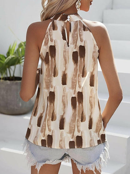 Printed Mock Neck Tank.