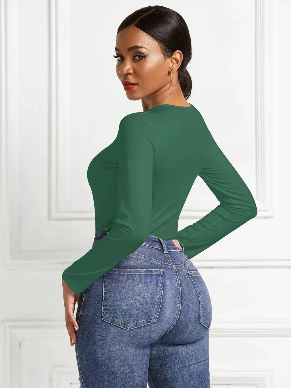 Round Neck Long Sleeve Bodysuit Coco’s Tee Boutique