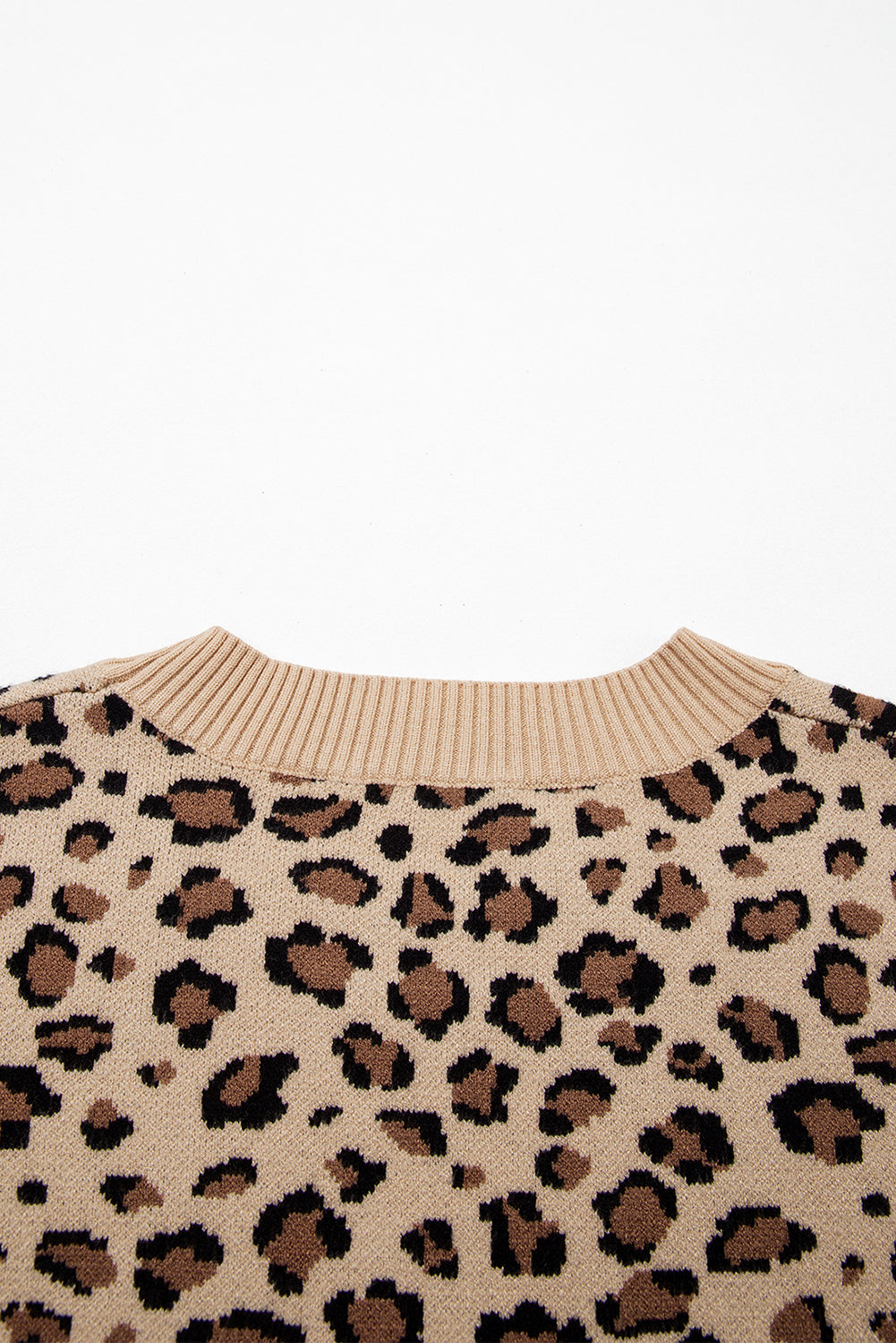 Khaki Leopard Print Dolman Sleeve Knit Sweater for Women Dear-Lover Dropshipping