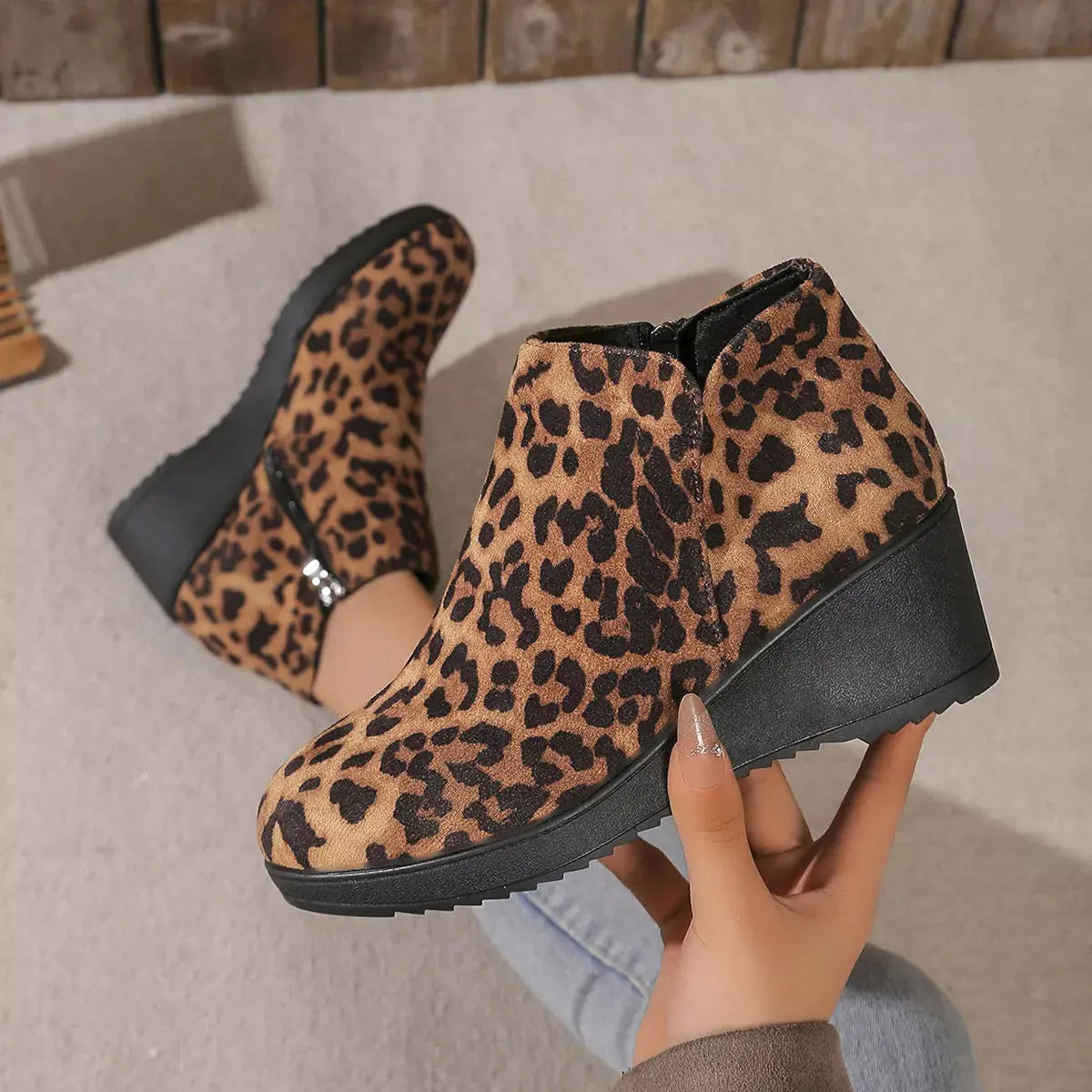 Round Toe Wedge Ankle Boots Simply Love