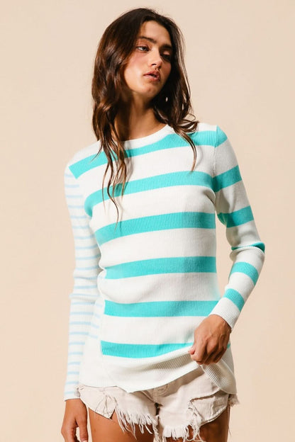 BiBi Striped Asymmetrical Top