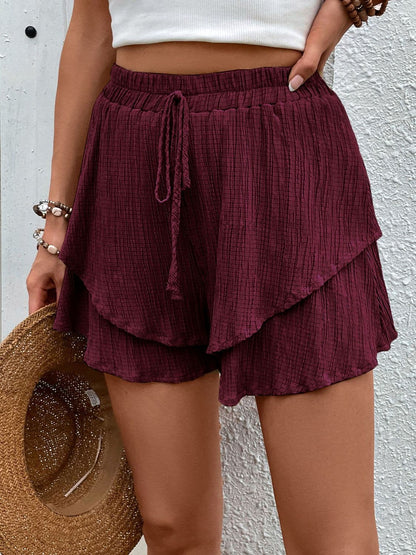 Tied Layered High Waist Shorts.