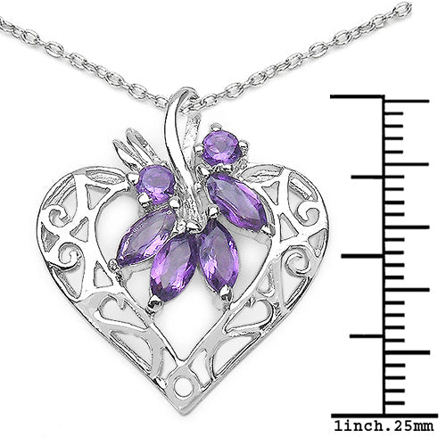 1.12 Carat Genuine Amethyst .925 Sterling Silver Pendant