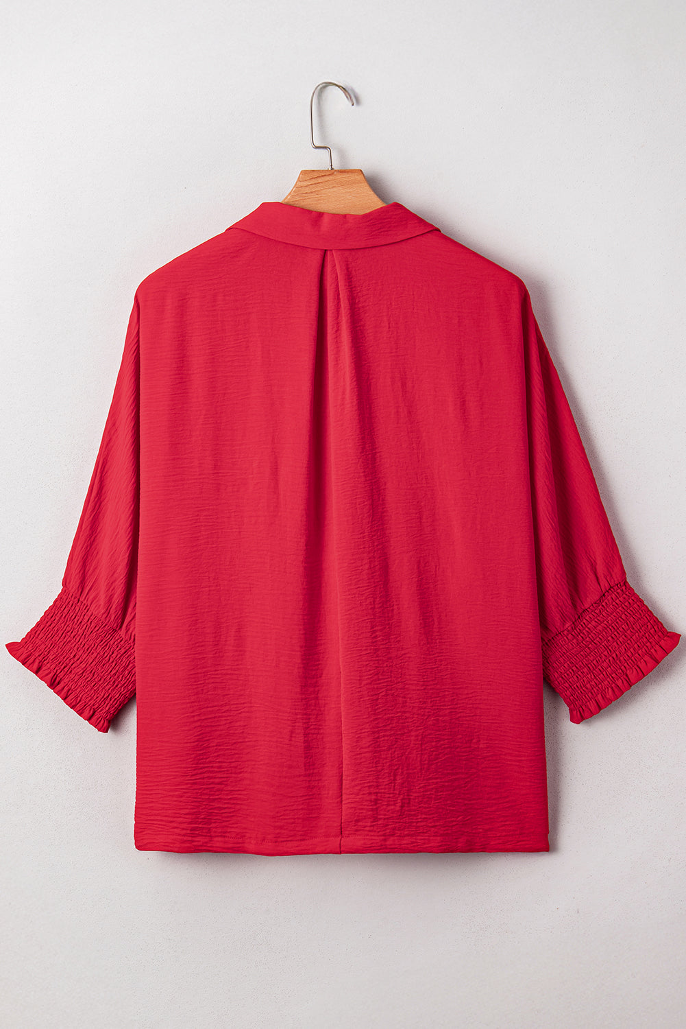 Fiery Red Plus Size Smocked Dolman Oversized Tunic Blouse Dear-Lover Dropshipping