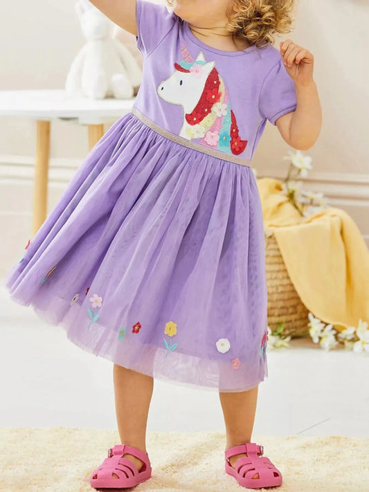 Children's Unicorn Short Sleeve Tulle Dress Simply Love