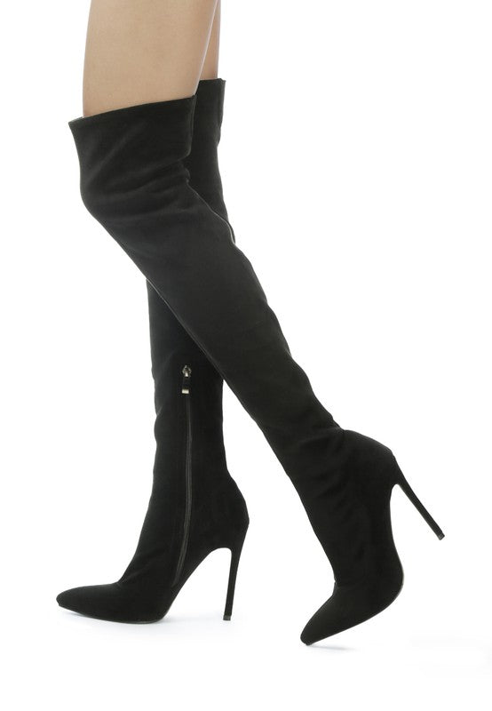 Velvet allure over-the-knee stiletto boots