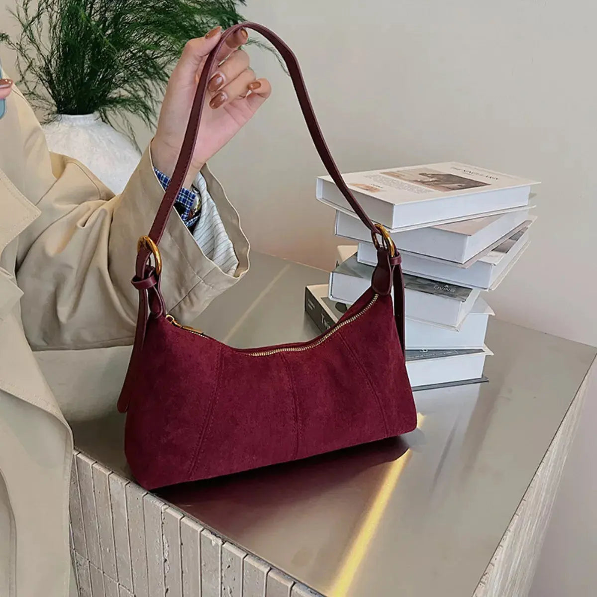 Lightweight Solid Color Shoulder Bag Simply Love