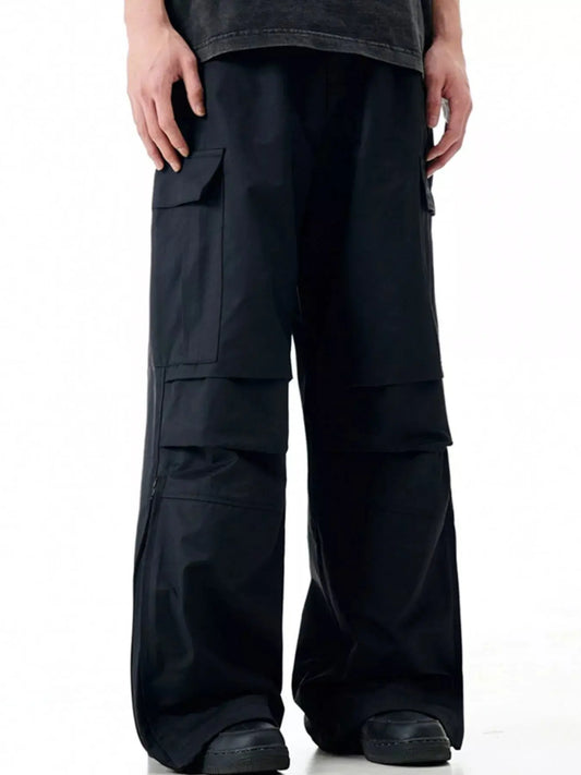 Men's Loose Fit Cargo Pants With Multiple Pockets Polyester Spandex Blend Simply Love
