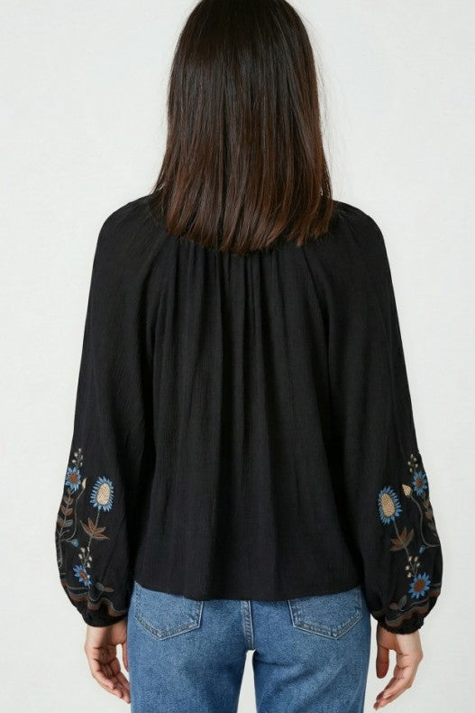 Miss Sparkling Bohemian Embroidered Floral  Blouse Miss Sparkling