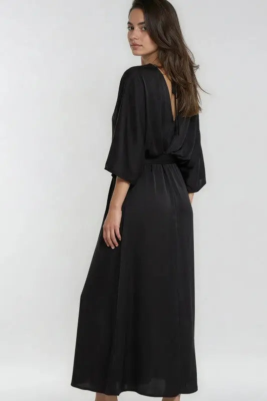 Miss Sparkling Satin Kimono Sleeve Maxi Dress Miss Sparkling