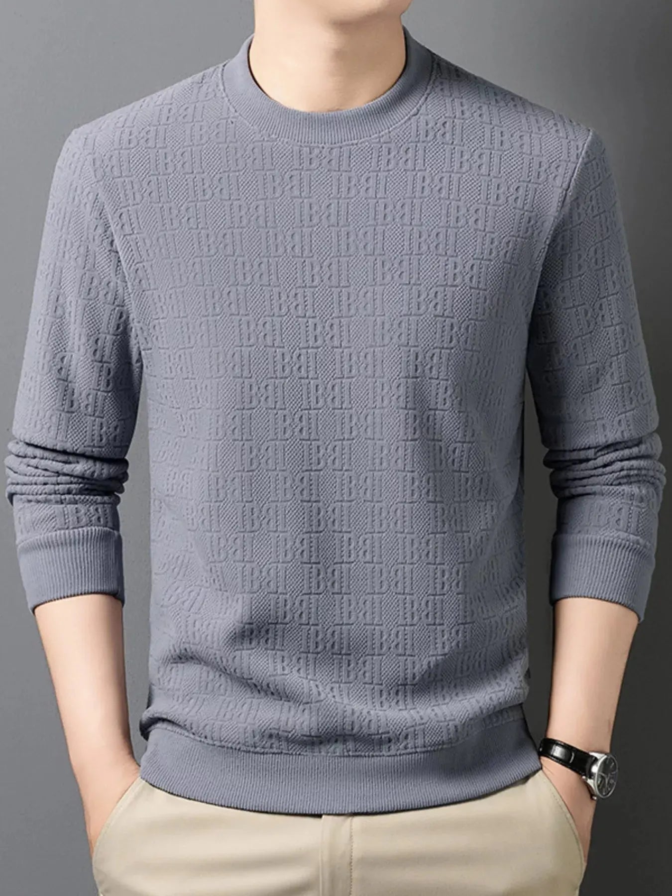 Men's Plus Size Textured Pattern Slim Fit Sweater Simply Love