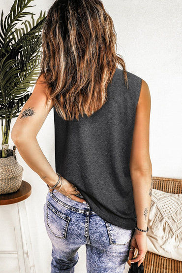 Graphic Round Neck Tank.