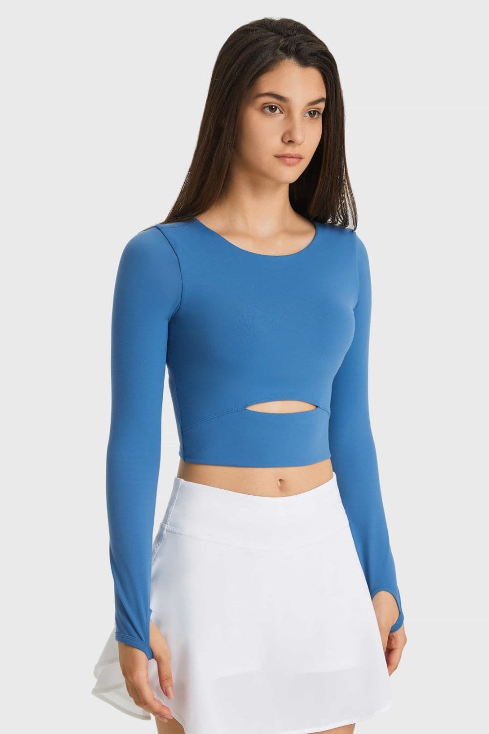 Cutout Long Sleeve Cropped Sports Top.