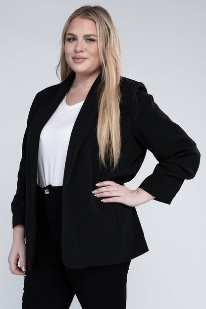 Plus-Size Shawl Lapel Blazer