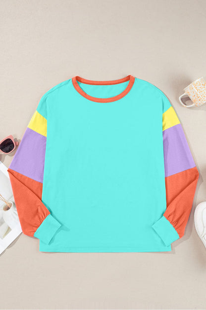 Chic color block long sleeve top for effortless style