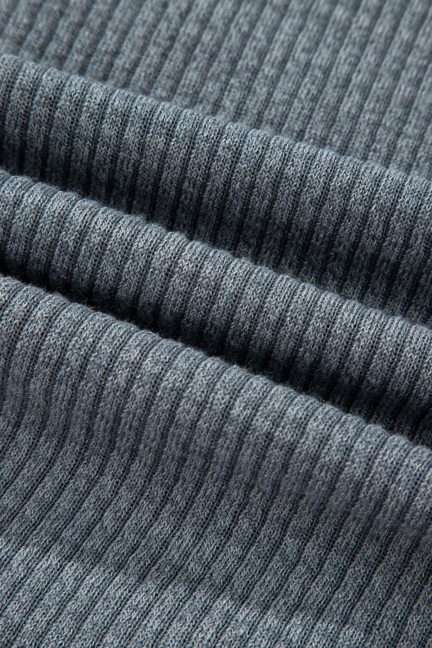 Medium Grey Ribbed Knit Shacket With Button Front Flap Pocket Casual Dear-Lover Dropshipping