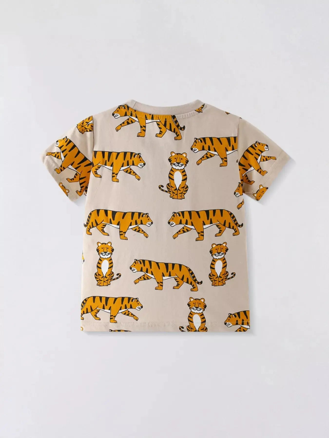 Children's Tiger Print Crew Neck Short Sleeve T-Shirt Simply Love
