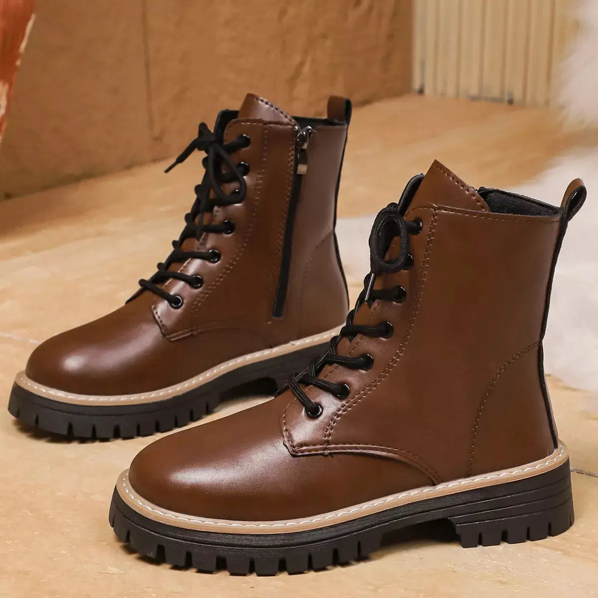 Round Toe Lace Up Boots Simply Love