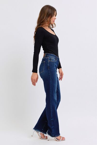 Judy Blue Full Size Raw Hem Straight Leg Jeans Coco’s Tee Boutique