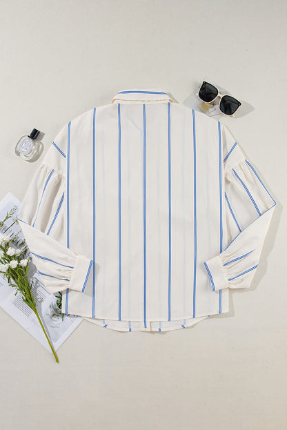 Striped Collared Neck Long Sleeve Shirt.