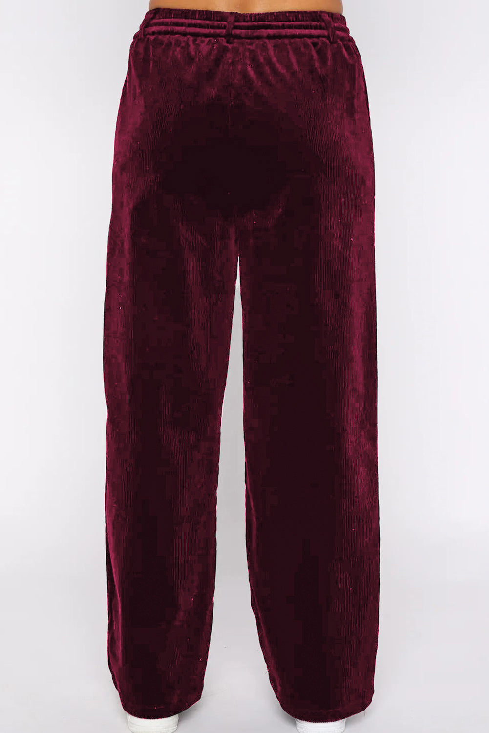 Burgundy wide leg pants with drawstring