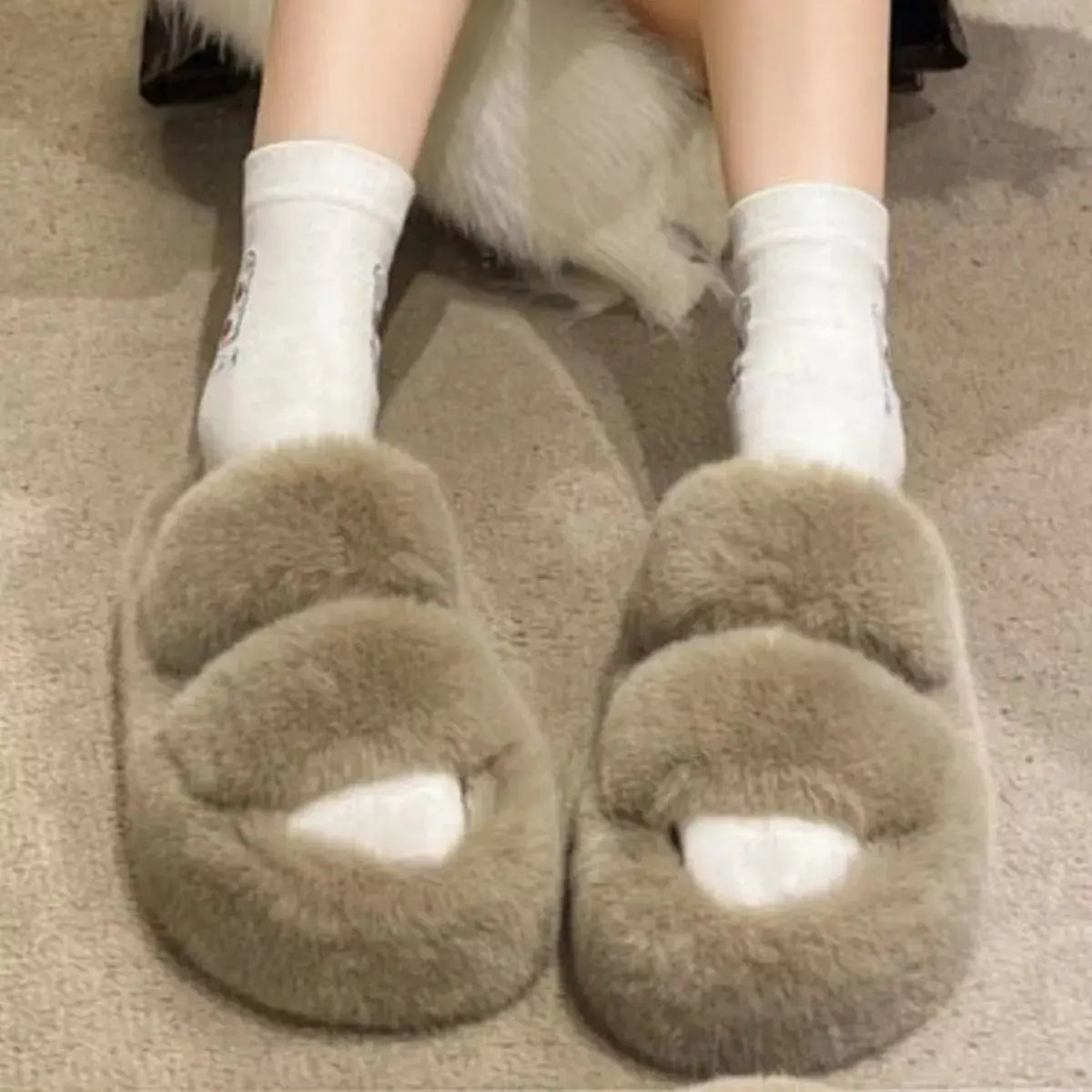 Fuzzy Open Toe Slippers Simply Love