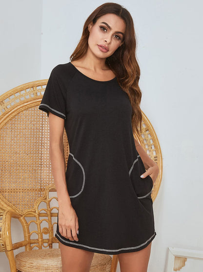 Round Neck Short Sleeve Lounge Dress.